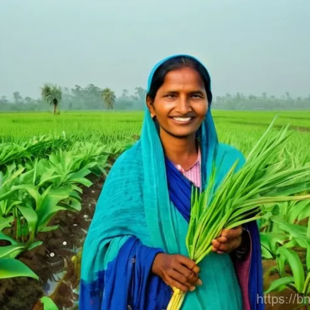 기후 변화와 지속 가능한 농업 - **A Resilient Farmer and the Promise of Sustainable Farming:** A compelling mid-shot portrait of a B...