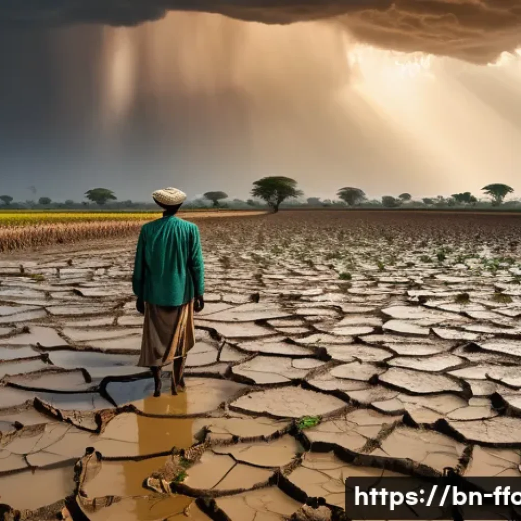 식량 안보의 글로벌 위기 대응 전략 - **Prompt for Climate Change Impact on Agriculture:**
"A visually striking landscape depicting th...