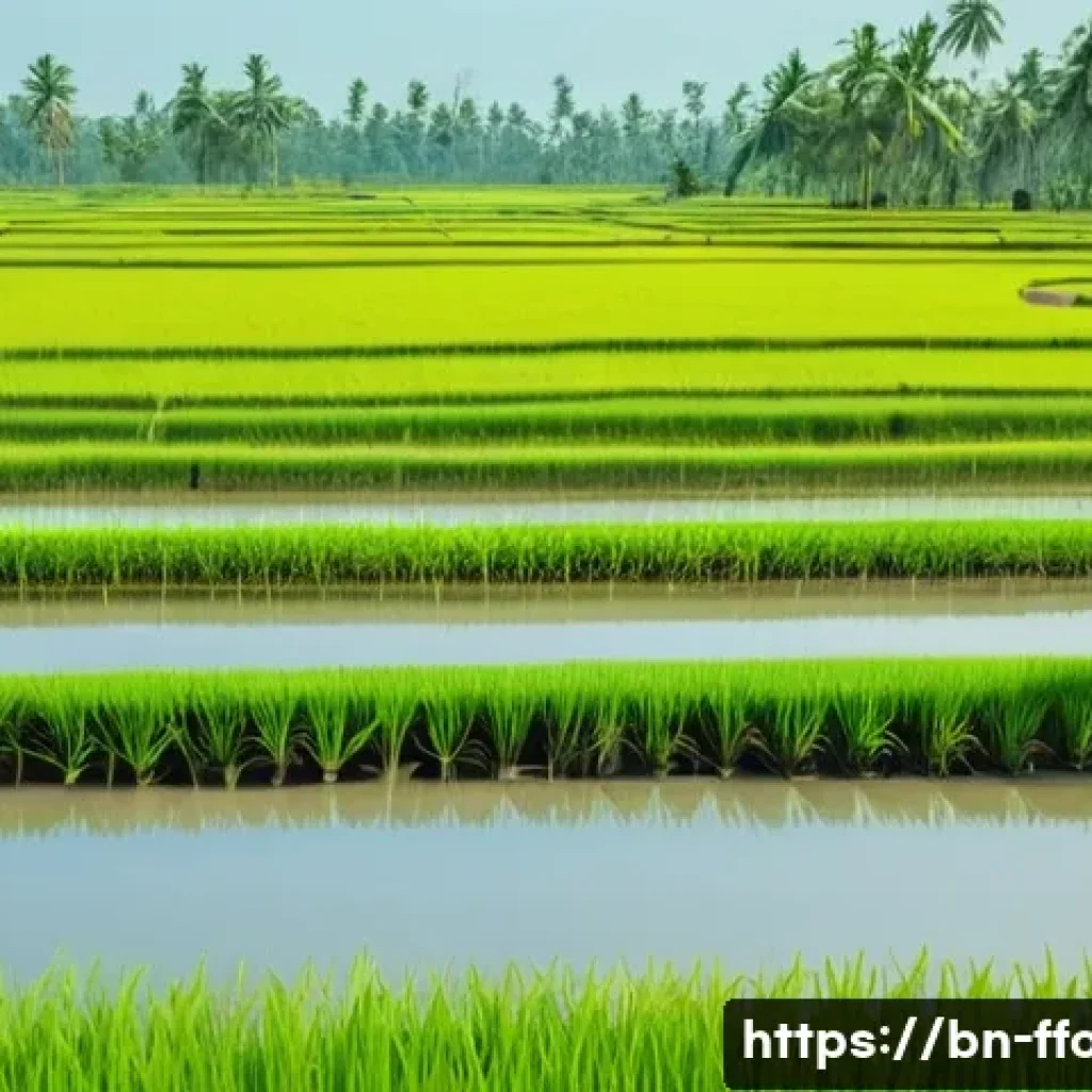 기후 변화가 작물 품질에 미치는 영향 - A detailed rural Bengali rice field scene under intense heat, showing rice plants with signs of stre...
